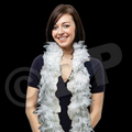 6' White Feather Boa with Silver Tinsel